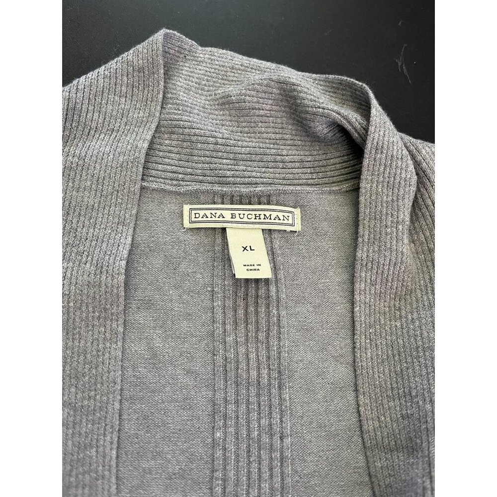 Dana Buchman Open Cardigan Ribbed Solid Gray Cardigan XL - Picture 2 of 6